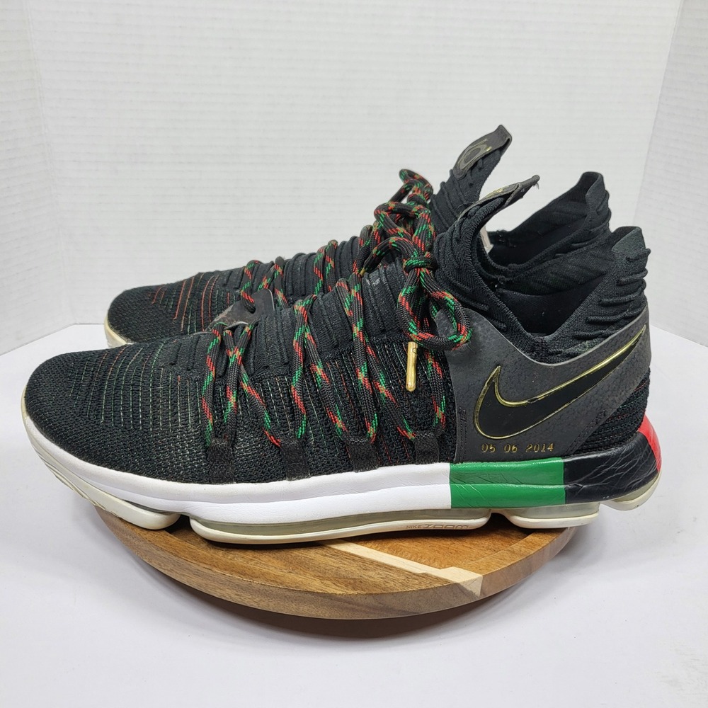 Nike KD 10 BHM Men Size 12 Black Multi Color Good Basketball Sneakers 897817-003